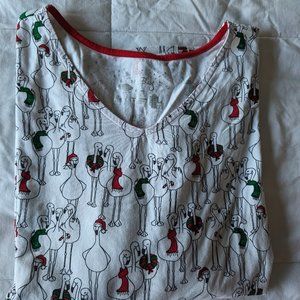 Women's Plus - 2X Christmas Tee White w/ Flamingos!